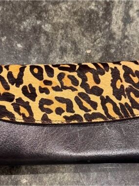 Leopard Print Haircalf and Black Leather Clutch